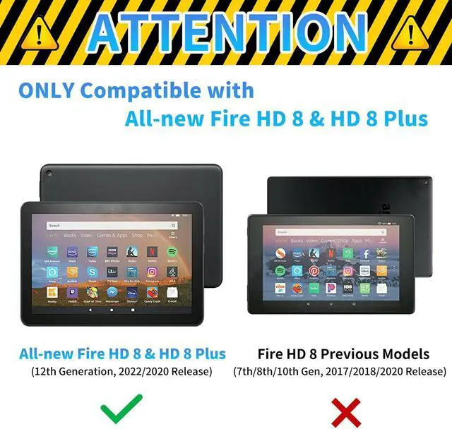 Alt view image 2 of 5 - Case Fits All-New  Kindle Fire HD 8 & 8 Plus Tablet (12th Generation/10th Generation,2022/2020 Release) 8" Slim Lightweight PU Leather Smart Stand Cover with Auto Wake/Sleep,Library Bookshelf