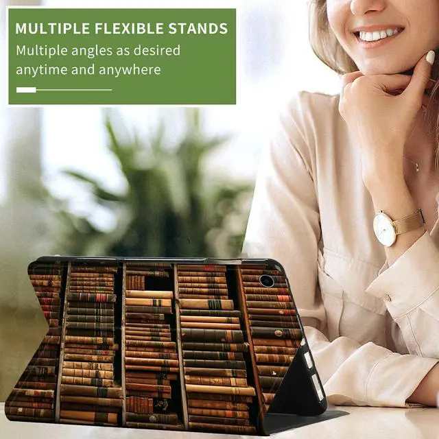 Alt view image 5 of 5 - Case Fits All-New  Kindle Fire HD 8 & 8 Plus Tablet (12th Generation/10th Generation,2022/2020 Release) 8" Slim Lightweight PU Leather Smart Stand Cover with Auto Wake/Sleep,Library Bookshelf