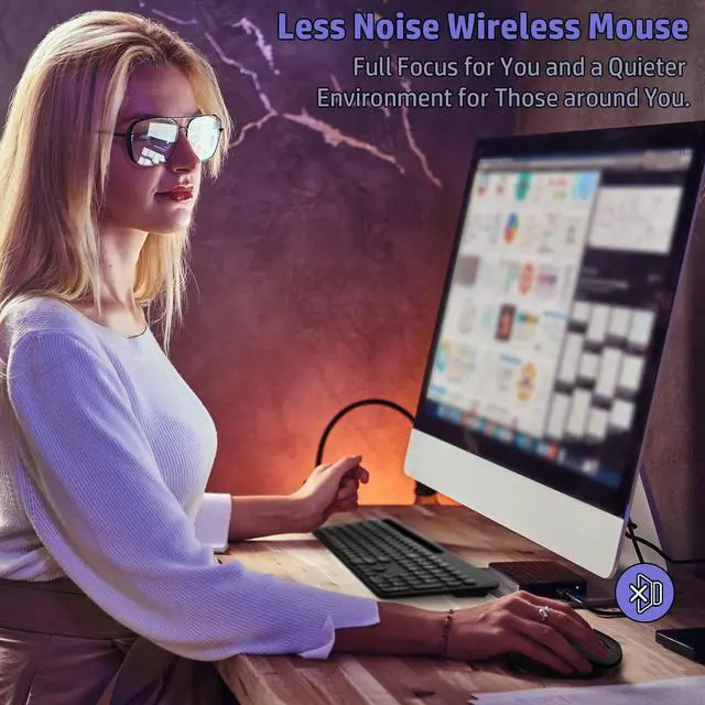 Alt view image 5 of 5 - LeadsaiL Wireless Keyboard and Mouse, Full-Sized Ergonomic Computer Keyboard with Phone Tablet Holder, 2.4GHz Silent Cordless Keyboard Mouse Set for Windows Laptop, PC, Desktop - Black