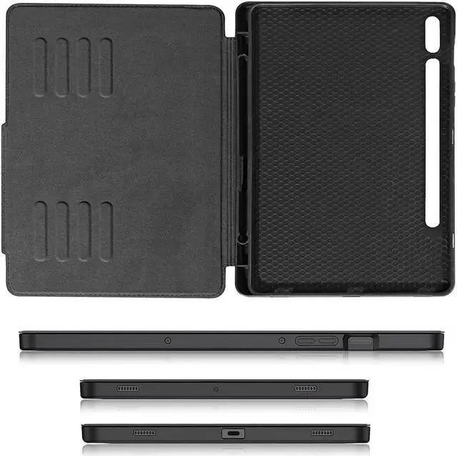 Alt view image 5 of 5 - Gexmil Leather Case for Samsung Galaxy 11 Inch,TAB S8/S7(2022/2020) Genuine Leather Cover with Pencil Holder,Cowhide Folio Cover Auto Sleep/Wake,Anti Fingerprint,Black