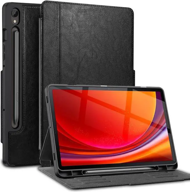 Main image of Gexmil Leather Case for Samsung Galaxy 11 Inch,TAB S8/S7(2022/2020) Genuine Leather Cover with Pencil Holder,Cowhide Folio Cover Auto Sleep/Wake,Anti Fingerprint,Black