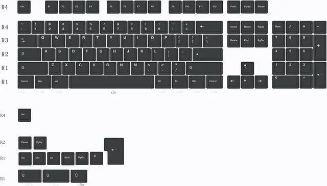 Alt view image 3 of 5 - Glacier Frosted Keycaps, PBT, Double Shot, OEM Profile, Shine Through Legends, for Mechanical Keyboard Compatible with 60%/65%/75%/80%/96%/100% (Black)