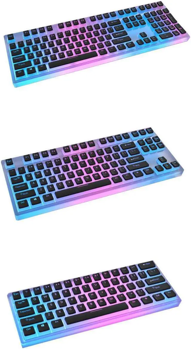 Alt view image 5 of 5 - Glacier Frosted Keycaps, PBT, Double Shot, OEM Profile, Shine Through Legends, for Mechanical Keyboard Compatible with 60%/65%/75%/80%/96%/100% (Black)
