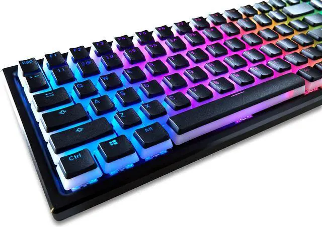 Main image of Glacier Frosted Keycaps, PBT, Double Shot, OEM Profile, Shine Through Legends, for Mechanical Keyboard Compatible with 60%/65%/75%/80%/96%/100% (Black)