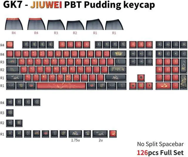 Alt view image 2 of 5 - Glacier Skyloong GK7 PBT Translucent Keycaps Compatible with 60%/65%/75%/80%/96%/100% Keyboard Layout (Nine Tailed Fox)