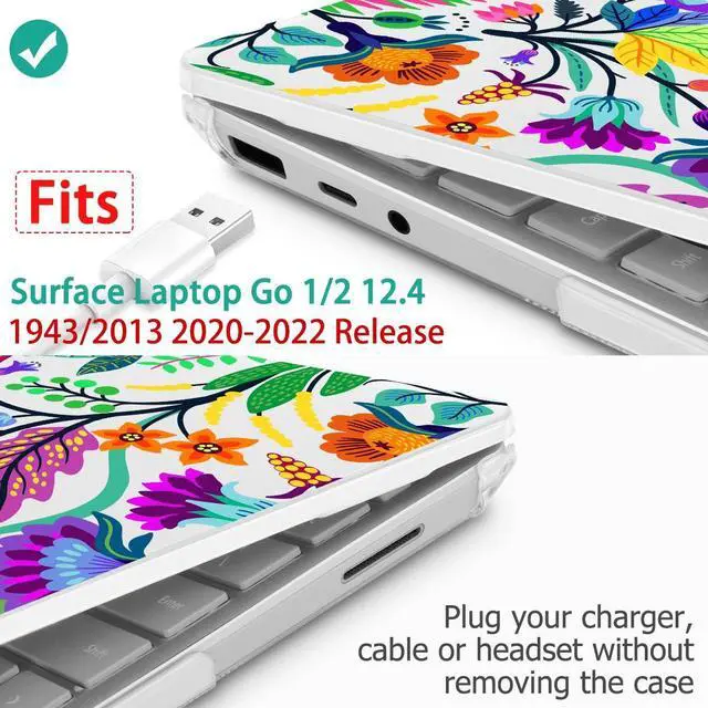Alt view image 3 of 5 - May Chen Compatible with Microsoft Surface Laptop Go 3 Go 2 Go 1 12.4 Inch Model 1943 2013 (2023 2022 2020), Hard Shell Case with Screen Protector + Keyboard Cover, Bright Colorful Flowers