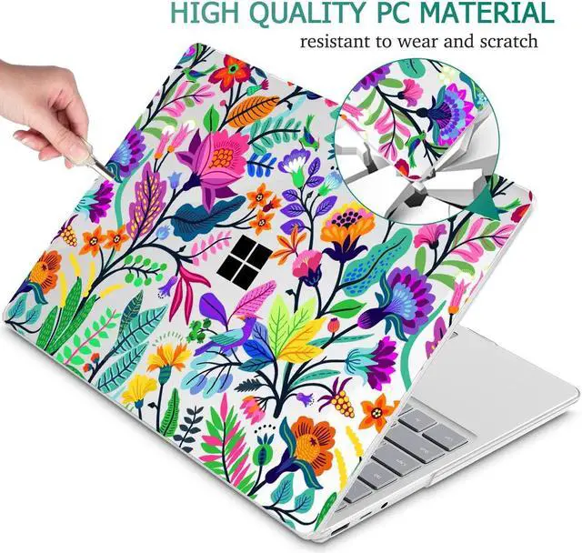 Alt view image 4 of 5 - May Chen Compatible with Microsoft Surface Laptop Go 3 Go 2 Go 1 12.4 Inch Model 1943 2013 (2023 2022 2020), Hard Shell Case with Screen Protector + Keyboard Cover, Bright Colorful Flowers