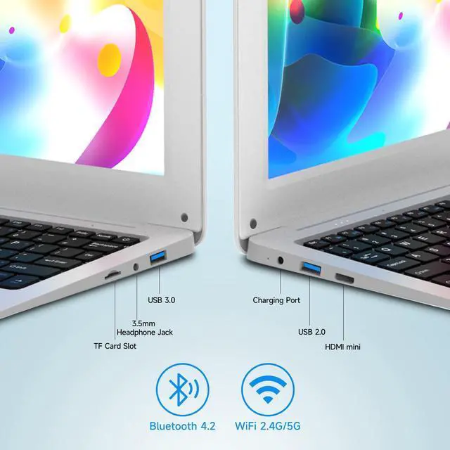 Alt view image 4 of 5 - Adorably Netbook Mini Laptop 10.1 inch for Kids Student Travel, 8GB RAM 128GB SSD Expandable, Supports Win 10, Intel CPU Celeron N4000, WiFi and Bluetooth-White