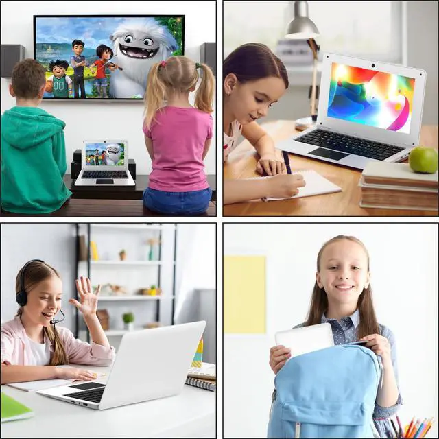 Alt view image 5 of 5 - Adorably Netbook Mini Laptop 10.1 inch for Kids Student Travel, 8GB RAM 128GB SSD Expandable, Supports Win 10, Intel CPU Celeron N4000, WiFi and Bluetooth-White