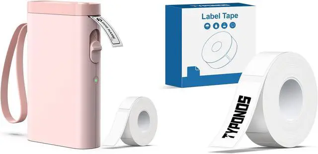 Main image of TYPONOS P21 Label Maker Machine with Tape, Bluetooth Label Printer Portable Mini Label Makers, P21 Label Maker Tape Black on White 14x40mm, Standard Laminated 180 Labels/Roll