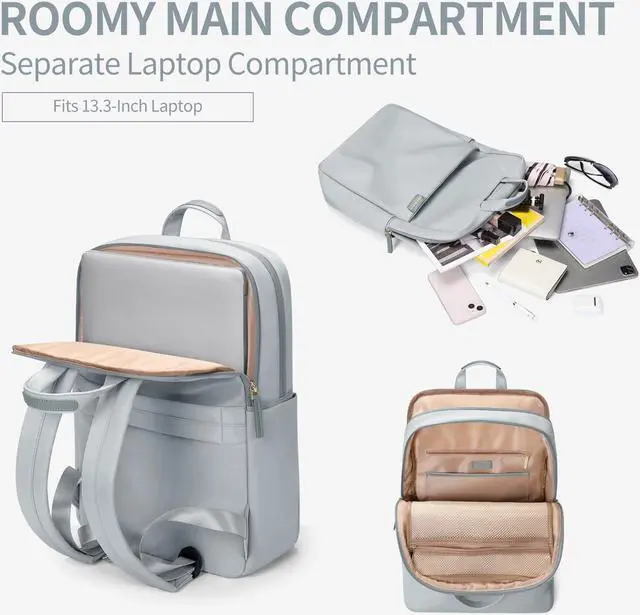 Alt view image 4 of 5 - GOLF SUPAGS Travel Laptop Backpack for Women Anti Theft Slim Durable College Bookbag Business Computer Bag Fit 13.3Inch Notebook (Pale Grey, 13.3Inch)