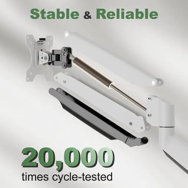 Alt view image 3 of 5 - UPGRAVITY Ultrawide Monitor Arm for 13 to 34 inch Flat/Curved Computer Screen, Gas Spring Single Monitor Mount Holds up to 26.5 lbs, Clamp & Grommet Base, VESA 75x75/100x100mm, White