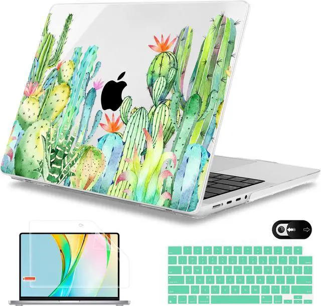 Main image of Mektron Case for MacBook Pro 14 inch 2024 2023 2021 Model M4 A3112 A3401 A3185 M3 A2918 A2992 M2 A2779 M1 A2442 Pro/Max, Plastic Hard Shell Case Cover for MacBook Pro 14", Watercolor Cactus