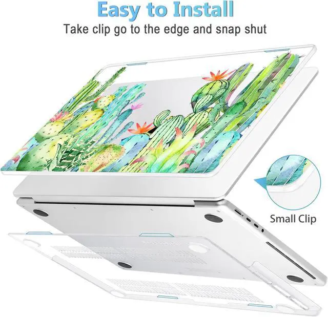 Alt view image 3 of 5 - Mektron Case for MacBook Pro 14 inch 2024 2023 2021 Model M4 A3112 A3401 A3185 M3 A2918 A2992 M2 A2779 M1 A2442 Pro/Max, Plastic Hard Shell Case Cover for MacBook Pro 14", Watercolor Cactus