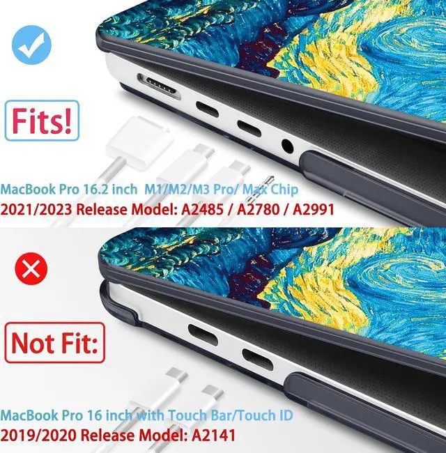 Alt view image 2 of 5 - Mektron Case for MacBook Pro 16" M3 A2991 M2 A2780 M1 A2485 (2021/2022/2023) Pro/Max Chips with Touch ID, Hard Shell Plastic Laptop Cover Keyboard Cover Screen Protector, Abstract Starry Sky