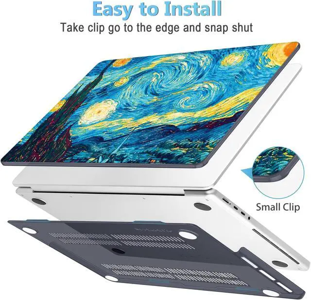 Alt view image 3 of 5 - Mektron Case for MacBook Pro 16" M3 A2991 M2 A2780 M1 A2485 (2021/2022/2023) Pro/Max Chips with Touch ID, Hard Shell Plastic Laptop Cover Keyboard Cover Screen Protector, Abstract Starry Sky