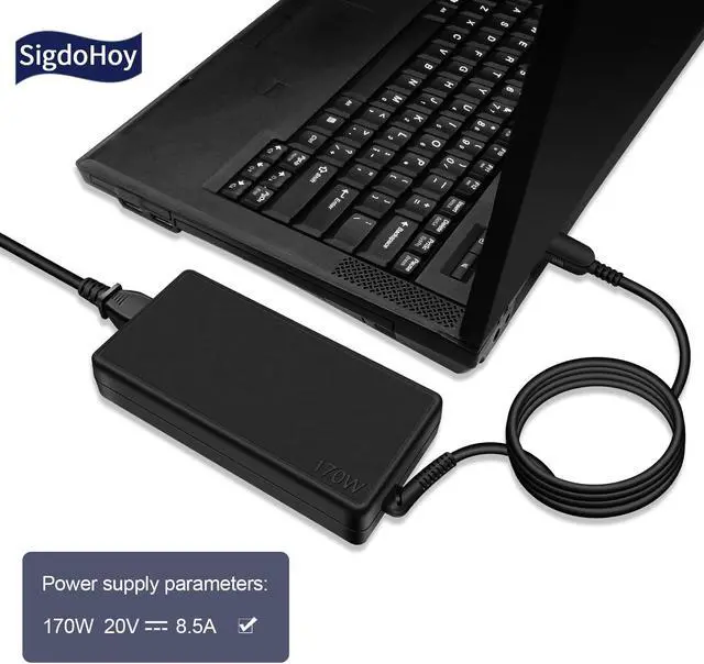 Alt view image 3 of 5 - 170W AC Adapter for Lenovo LOQ, Legion 5, ThinkPad P1 P50 P51 P52 P53 P70 P71 P73 T15g T15p P15v P15g P15 P17 X1 Laptop Charger Power Supply Cord