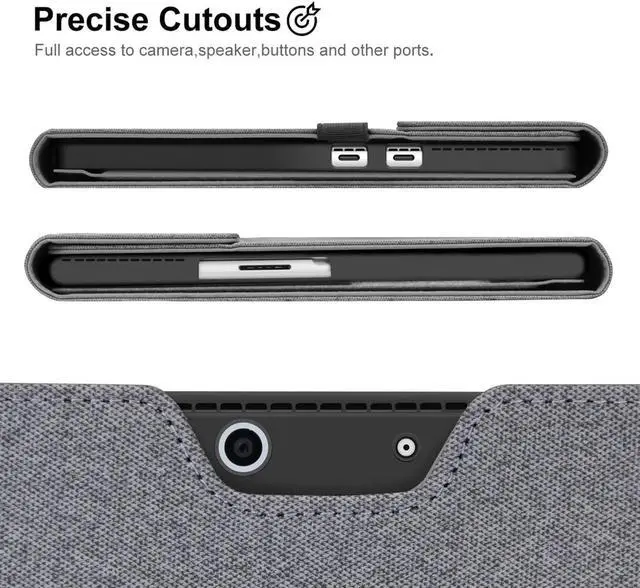 Alt view image 3 of 5 - Megoo Surface Pro 9 Case for Microsoft Surface Pro 11/10/9 13", Multiple Angle Adjustment Folio Case Cover with Stylus Pen Holder Compatible with Type Cover Keyboard