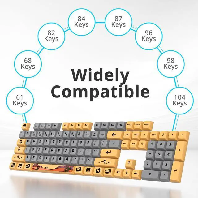 Alt view image 2 of 5 - GTSP XDA Profile PBT Keycaps, 129-keys Custom Dye Sublimation keycaps with for MAC Win Fullsize, Tenkeyless, Winkeyless, 75%, 65%, 60% Keyboard (Desert)