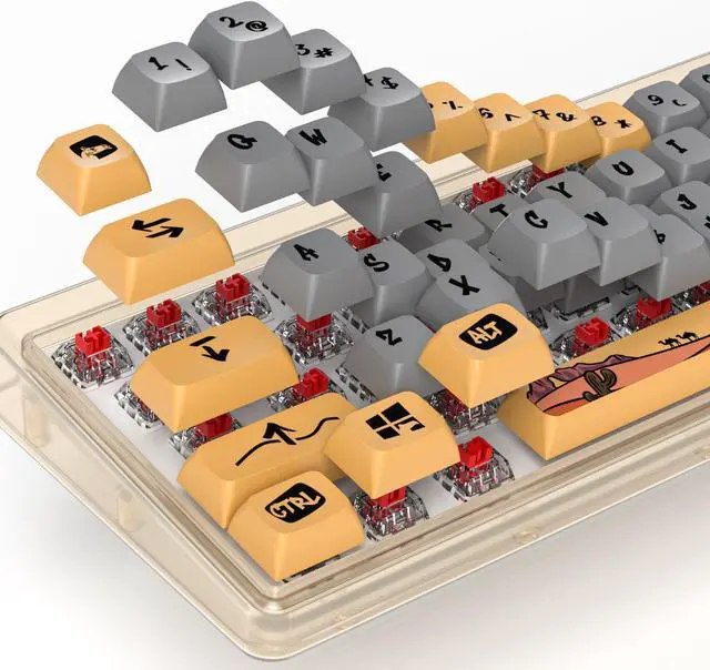 Alt view image 3 of 5 - GTSP XDA Profile PBT Keycaps, 129-keys Custom Dye Sublimation keycaps with for MAC Win Fullsize, Tenkeyless, Winkeyless, 75%, 65%, 60% Keyboard (Desert)