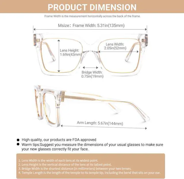 Alt view image 5 of 5 - VOOGLAM Square Blue Light Glasses for Women Men Anti Eyestrain Dry Eyes Computer Phone TV Eyewear Crystal Ibrahim GJGX172924-03