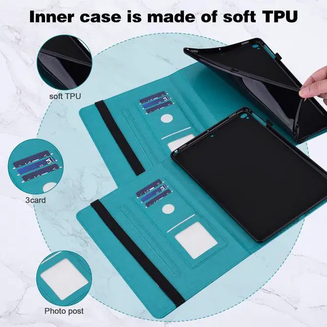 Alt view image 2 of 5 - VODEFOX for Kindle Fire HD 10 Tablet Case 13th Generation 2023 Release 10.1", PU Leather Folio Butterfly Cover with Card Slots for Fire HD 10 & HD 10 Plus Tablet Case (13/11th Gen, 2023/2021) - Blue