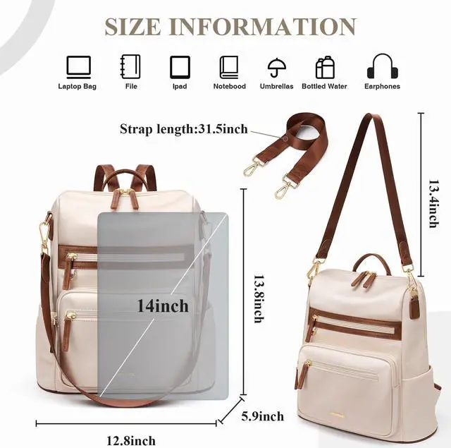 Alt view image 2 of 5 - VNINE Laptop Backpack for Women Fits 14 Inch Travel Computer Bag Ladies Stylish Travel Bags Casual Fashion Bag for Business Bags Daypacks