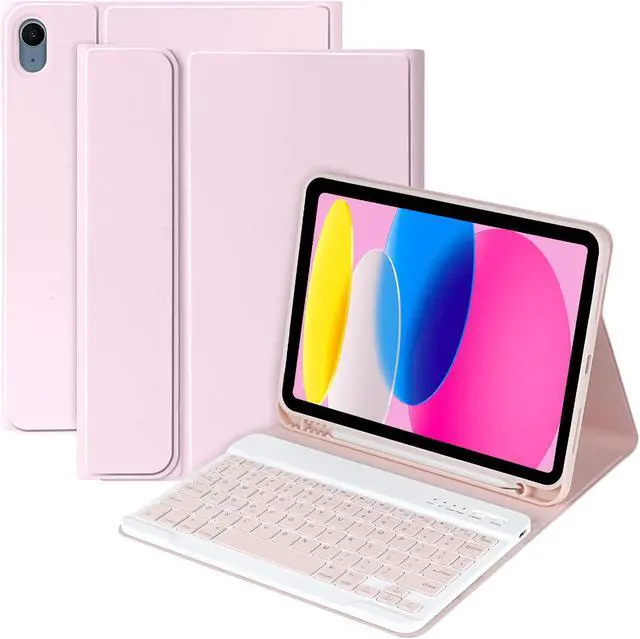 Main image of MMK Keyboard Case for iPad 11th Gen (A16, 2025) & 10th Generation (10.9", 2022), for iPad 11th 10th Generation Case with Keyboard, Wireless Detachable Bluetooth Key Board,Pencil Holder-Pink