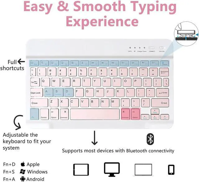 Alt view image 4 of 5 - MMK Keyboard Case for iPad 11th Gen (A16, 2025) & 10th Generation (10.9", 2022), for iPad 11th 10th Generation Case with Keyboard, Wireless Detachable Bluetooth Key Board,Pencil Holder-Pink