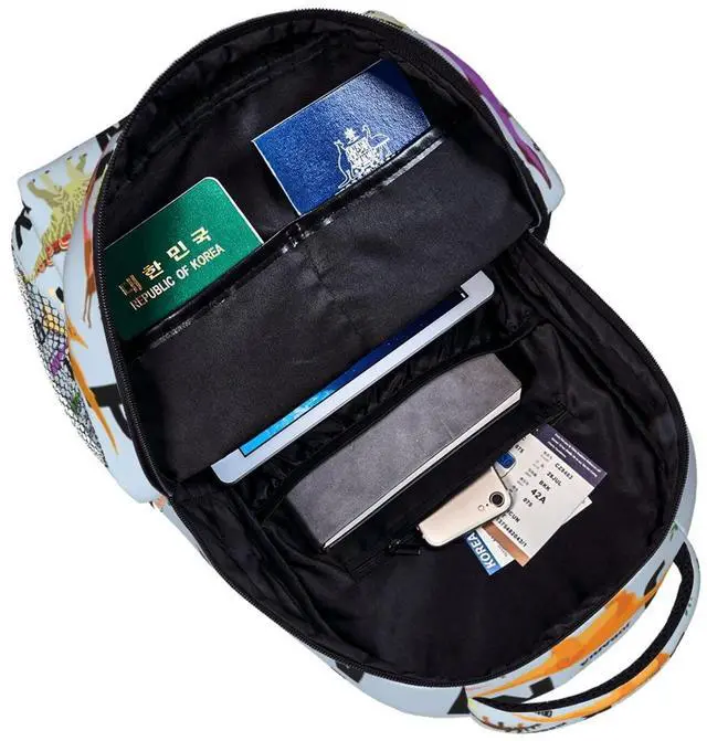 Alt view image 5 of 5 - Dinosaur Alphabet Backpack for Women Men Boys Teens School Backpack Students Book Bag Multi-Function Laptop Backpack Classical Basic Large Capacity Adult Travel Hiking Camping Backpacks 15.6 Inch