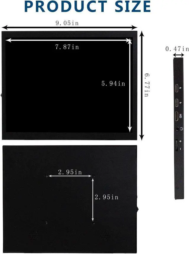 Alt view image 3 of 5 - VSDISPLAY 9.7 Inch 2K 2048x1536 Small Portable LCD Monitor IPS Display with USB-C Video Input and Dual Speakers,for PC Laptop Computer Gaming