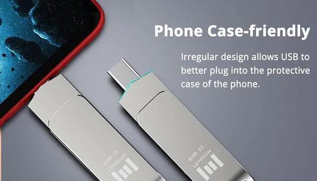 Alt view image 4 of 5 - MOSDART 2Pack 64GB Fast USB C Flash Drive 2 in 1 OTG USB C to USB A 3.1 Dual Thumb Drive Metal Memory Stick for USB-C Android Phones, iPhone 15, MacBook, iPad, Computers and More, Silver