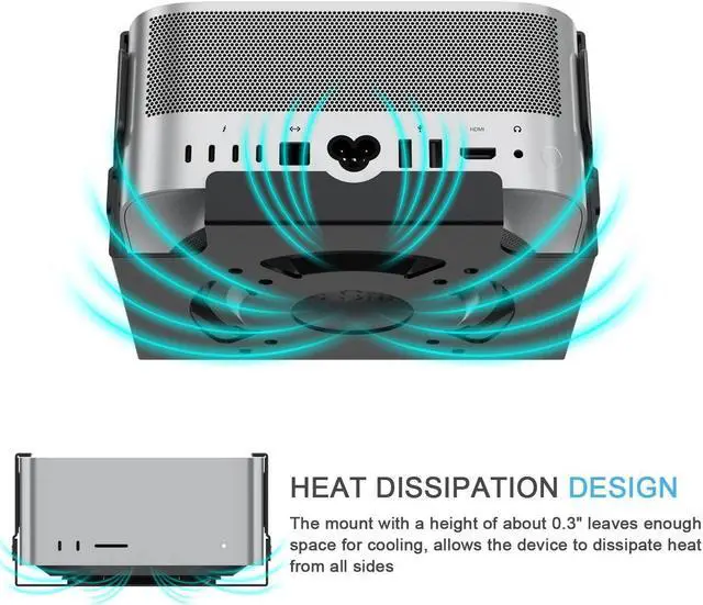Alt view image 2 of 5 - IFCASE Heat Dissipation Design Anti-Scratch Inner Aluminum Under Desk, Wall, Vesa Mount for Mac Studio M4 M3 M2 M1 Max/Ultra (Black)