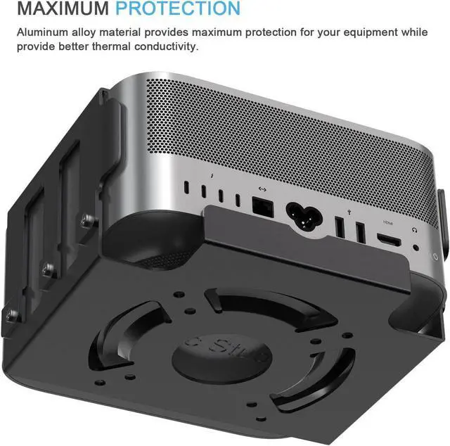 Alt view image 3 of 5 - IFCASE Heat Dissipation Design Anti-Scratch Inner Aluminum Under Desk, Wall, Vesa Mount for Mac Studio M4 M3 M2 M1 Max/Ultra (Black)