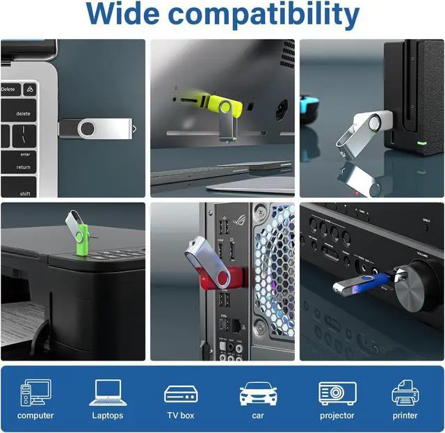 Alt view image 5 of 5 - Wooolken 20Pack 1GB USB 2.0 Flash Drive with Keychains,Swivel USB Thumb Drives Memory Stick USB Drive for PC Laptop Computer (Mixcolors)