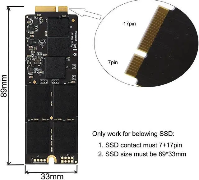 Alt view image 5 of 5 - NFHK USB 3.0 to 2012 Mac Pro Retina A1425 A1398 MC975 MC976 MD212 MD213 ME662 ME664 ME665 SSD 17+7Pin Case