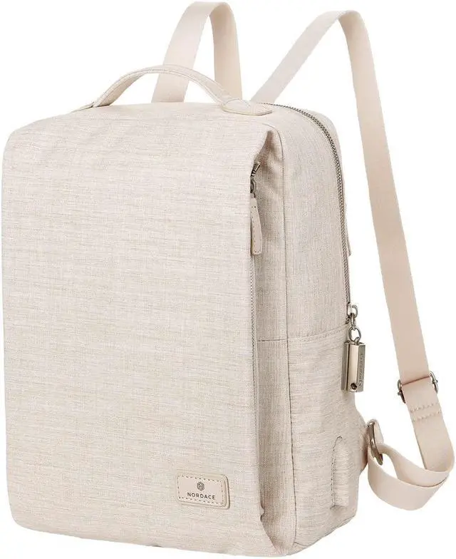 Main image of Nordace Siena II Mini Smart Backpack for Everyday Use with USB Charging Port, Water Resistant - Sleek Laptop Backpack for Daily Tasks, Work, and Casual Adventures (Beige)