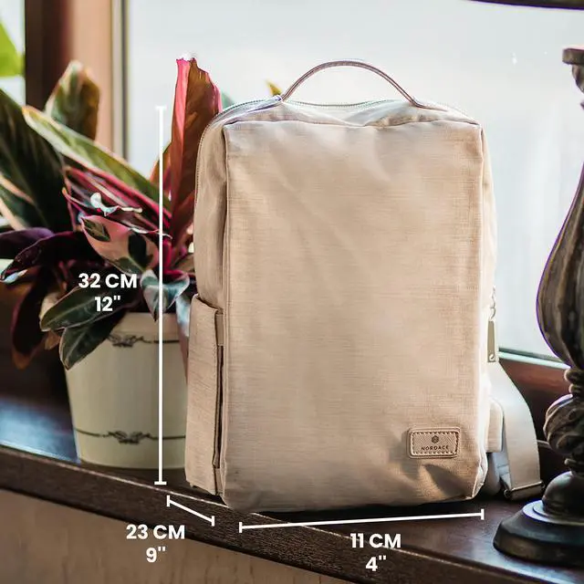 Alt view image 2 of 5 - Nordace Siena II Mini Smart Backpack for Everyday Use with USB Charging Port, Water Resistant - Sleek Laptop Backpack for Daily Tasks, Work, and Casual Adventures (Beige)