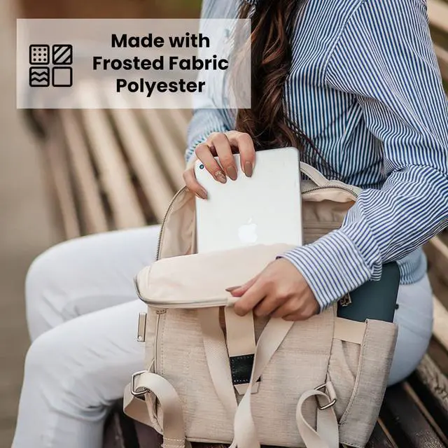 Alt view image 5 of 5 - Nordace Siena II Mini Smart Backpack for Everyday Use with USB Charging Port, Water Resistant - Sleek Laptop Backpack for Daily Tasks, Work, and Casual Adventures (Beige)