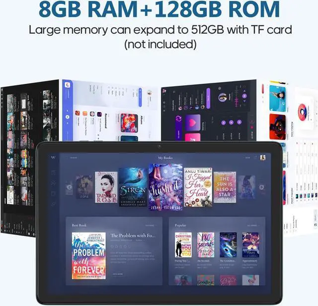 Alt view image 3 of 5 - xiskt Android 13 Tablet, 10 Inch Android Tablets with 8GB RAM 128GB ROM, Quad-Core Processor, 1280x800 IPS HD Touchscreen, 6800mAh Battery, Bluetooth 5.0, 13+5MP Dual Camera, GPS, WiFi