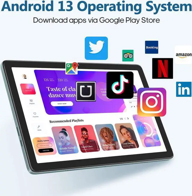 Alt view image 4 of 5 - xiskt Android 13 Tablet, 10 Inch Android Tablets with 8GB RAM 128GB ROM, Quad-Core Processor, 1280x800 IPS HD Touchscreen, 6800mAh Battery, Bluetooth 5.0, 13+5MP Dual Camera, GPS, WiFi