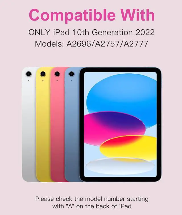 Alt view image 2 of 5 - Hamile iPad 10th Generation Case with Keyboard 10.9 Inch - 7 Colors Backlit Wireless Detachable Folio Keyboard Cover with Pencil Holder for New iPad 10th Gen 2022 (Hot Pink)