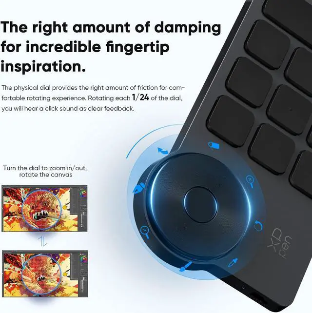 Alt view image 4 of 5 - XPPen Mini Keydial ACK05 Wireless Shortcut Keyboard Bluetooth Programmable Express Remote Control with Dial & Drawing Tablet XPPen StarG640 Digital Graphic Tablet 6x4 Inch Art Tablet