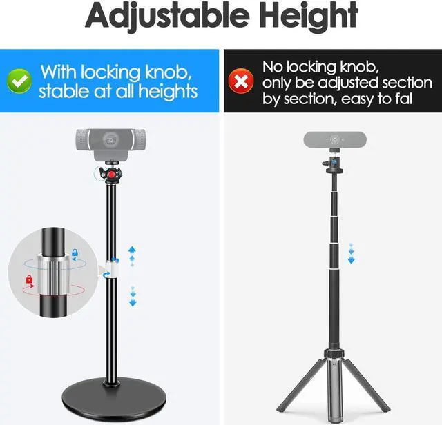 Alt view image 2 of 5 - Nycetek Webcam Tripod Stand for Desk: Webcam Stand for Logitech Brio | C920 | C922 - Height & Angle Adjustable Desktop Tripod for Light & 1/4" Thread for Live Streaming | Video Calling