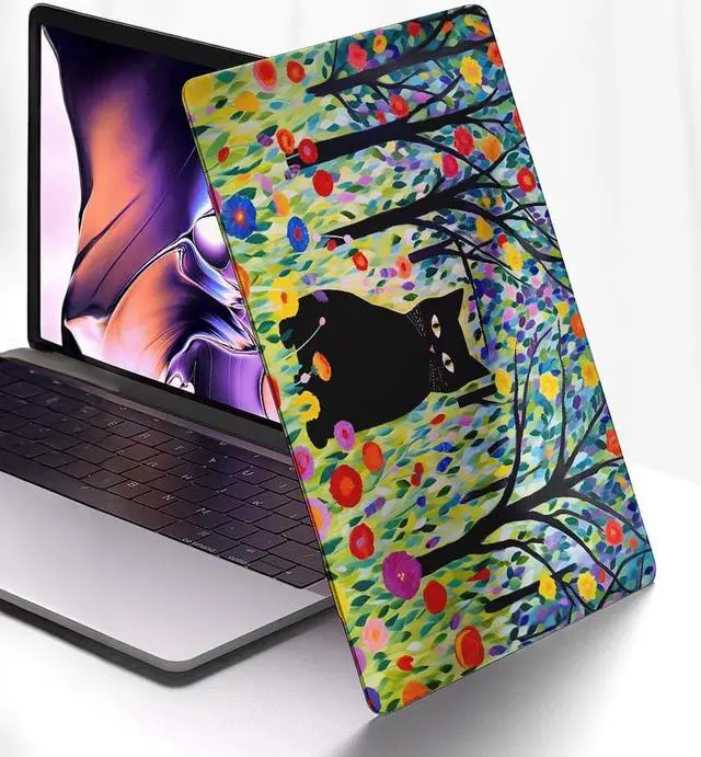 Alt view image 2 of 5 - Yicomon Compatible with MacBook Air 13 inch Case 2020 2021 M1 A2337 A2179 A1932, Plastic Hard Shell Case for Mac Air 13 with Touch ID (2018-2021) - Black Cat Among Flowers in The Woods