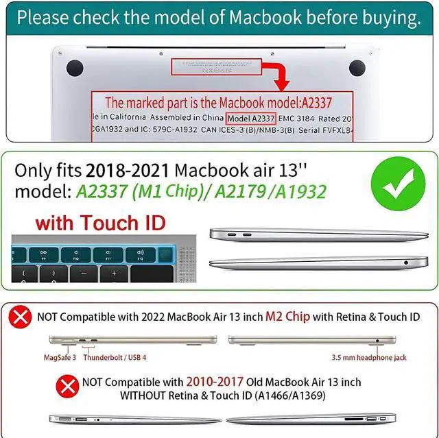 Alt view image 5 of 5 - Yicomon Compatible with MacBook Air 13 inch Case 2020 2021 M1 A2337 A2179 A1932, Plastic Hard Shell Case for Mac Air 13 with Touch ID (2018-2021) - Black Cat Among Flowers in The Woods