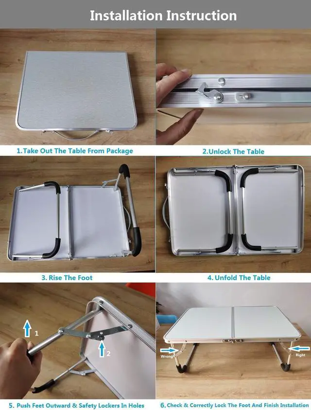 Alt view image 3 of 5 - Foldable Laptop Desk,Folding Laptop Table,Foldable Laptop Stand,Aluminum Ultra Lightweight Bed Tray for Breakfast and Coffee Serving,Portable Mini Study Table-OROCKO