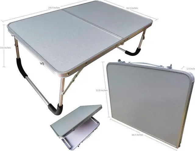Alt view image 5 of 5 - Foldable Laptop Desk,Folding Laptop Table,Foldable Laptop Stand,Aluminum Ultra Lightweight Bed Tray for Breakfast and Coffee Serving,Portable Mini Study Table-OROCKO