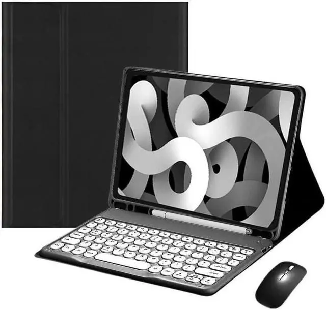 Main image of kaidisen Keyboard Case for Galaxy Tab S6 Lite 10.4 inch Case with Keyboard and Bluetooth Mouse, Detachable Candy Color Keyboard Cover Round KeyBlack