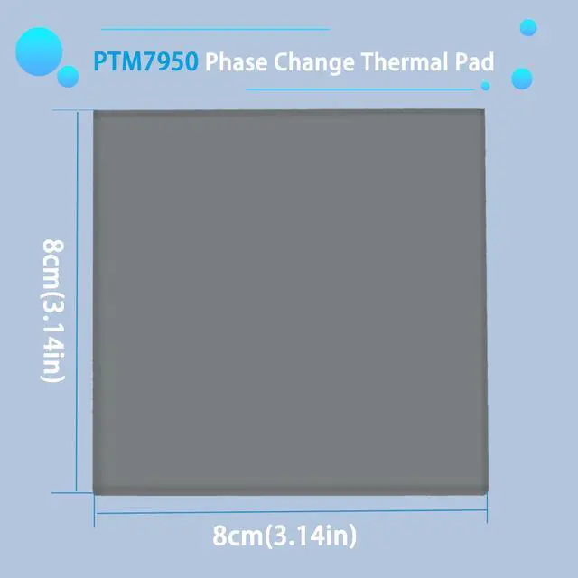 Alt view image 3 of 5 - PTM7950 40x80x0.2mm and 80x80x0.2mm Phase Change GPU Thermal Pad, YEZriler 8.5W/mK High Conductive CPU Silicone Grease Thermal Paste